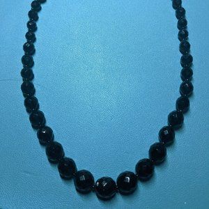 Vintage Black Onyx Faceted Bead Necklace